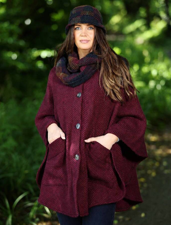 Tina Hooded Swing Cape - Killybeg Wine