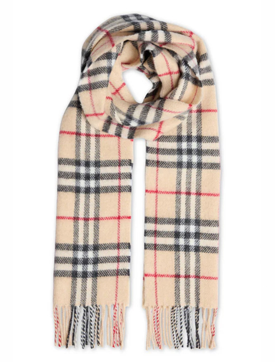 Lambswool Scarf - Beige Black Red