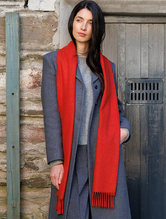 Merino Luxury Wool Scarf - Solid Red