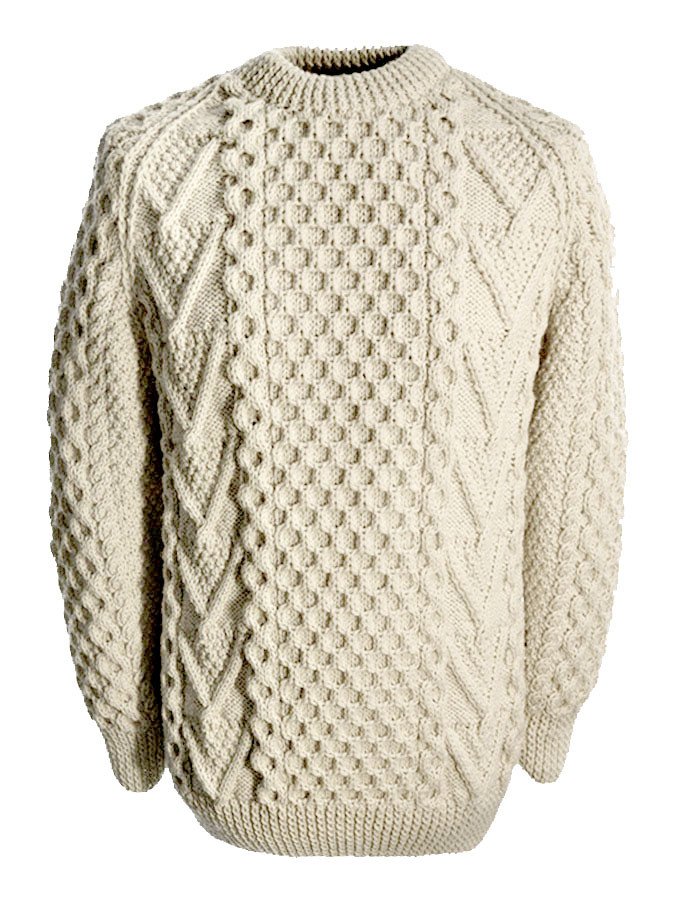 Hand Knit White Fisherman Sweater, Brennan Sweater