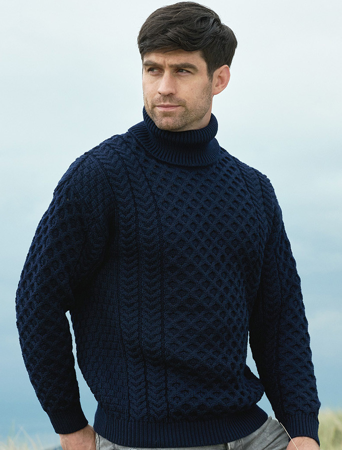 Mens Wool Turtleneck Sweater, Fisherman sweater, Cable knit Mens Wool Turtleneck Sweater, Fisherman sweater, Cable knit