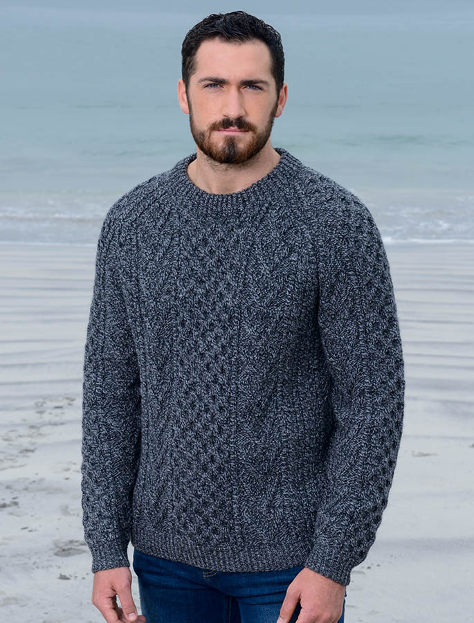 Mens Hand-knit Chevron Stitch Sweater | Aran Sweater Market
