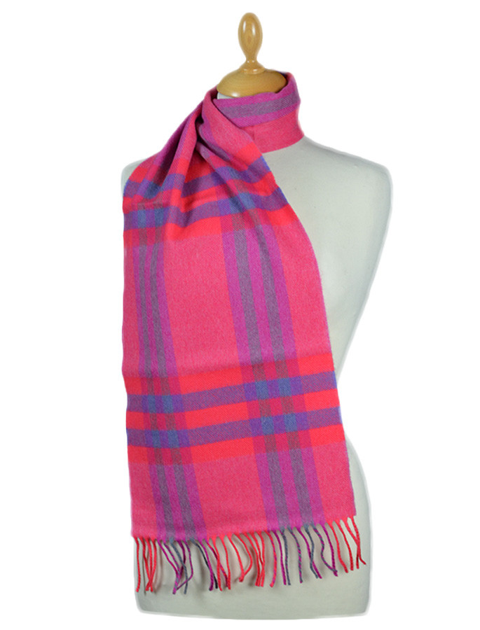 Fuchsia Pink Fine Merino Wool Scarf | Aran Sweater Market