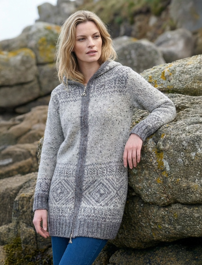 Womens Coatigan With Celtic Knot Zipper Pull [Free Express Shipping]