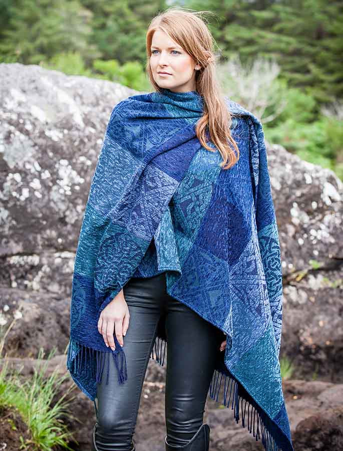 Irish Celtic Ruana Wrap, Irish shawl, wool