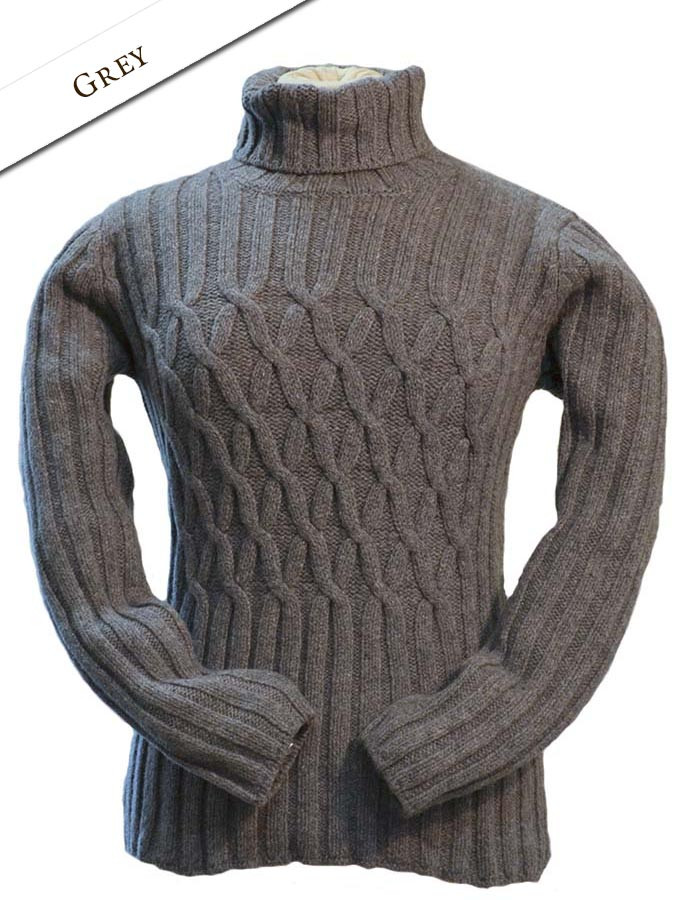 Fisherman polo neck sweater with criss cross pattern | Aran Sweater Market