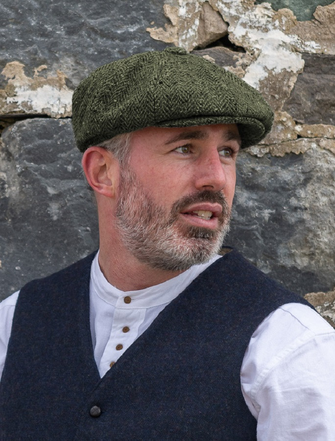 Donegal Tweed Mens Gatsby Cap - Green