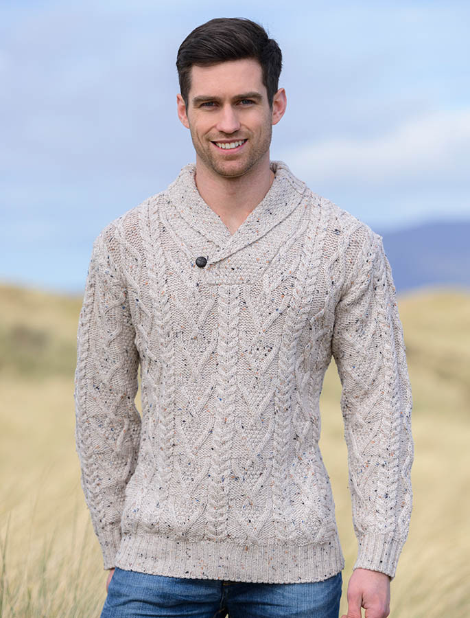 Mens Shawl Collar Sweater, Shawl Neck | Aran Sweater Market