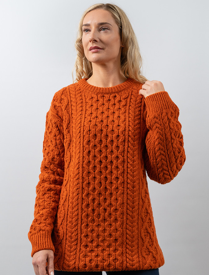 Women's Oversized Wool Cashmere Aran Sweater