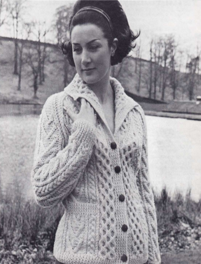 Ladies Vintage Honeycomb Aran Cardigan - Aran Sweater Market 