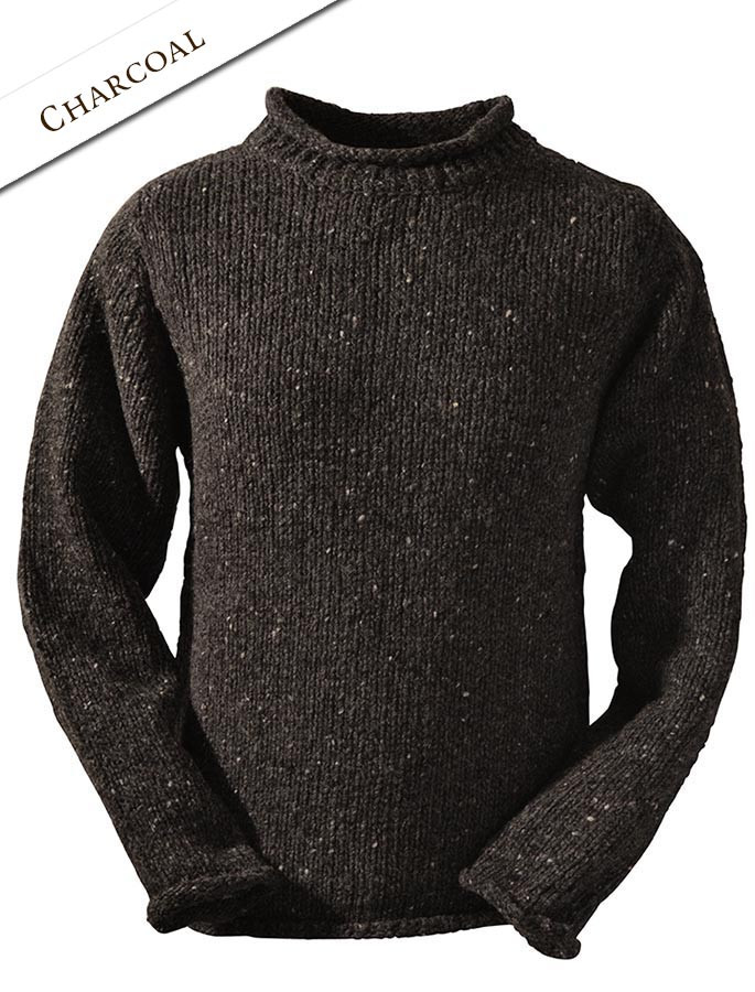 Roll Neck Sweater Men, Aran Fisherman Sweater, Mens