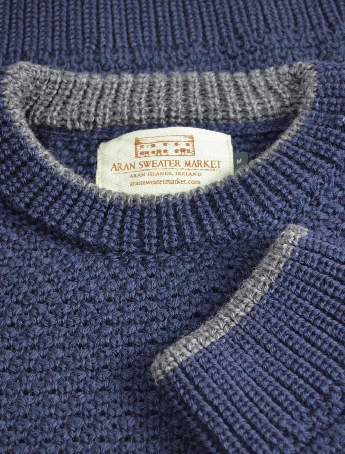 Merino Textured Crew Neck Sweater | Aran Sweater Market