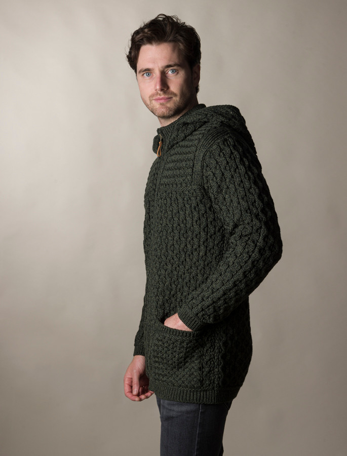Hooded Merino Aran Jacket | Aran Sweater Market