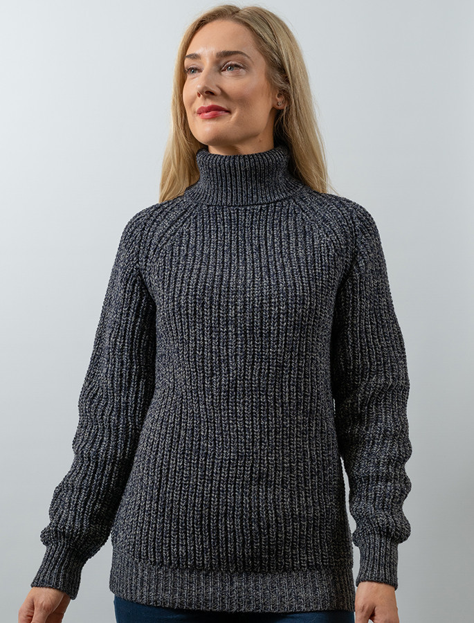 Women's Merino Ribbed Turtleneck Sweater | Aran Sweater Market