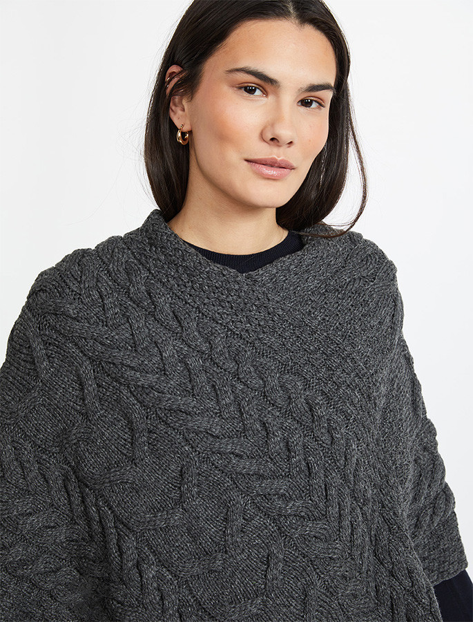 Super Soft Cable Stitch Poncho | Aran Sweater Market