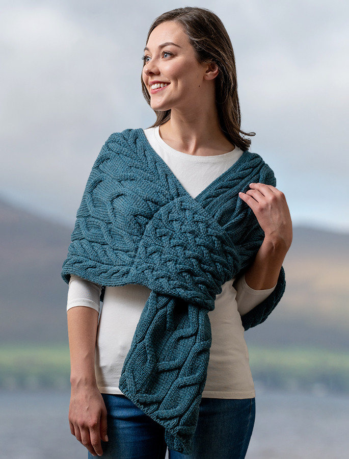 Super Soft Cabled Shawl | Aran Sweater 