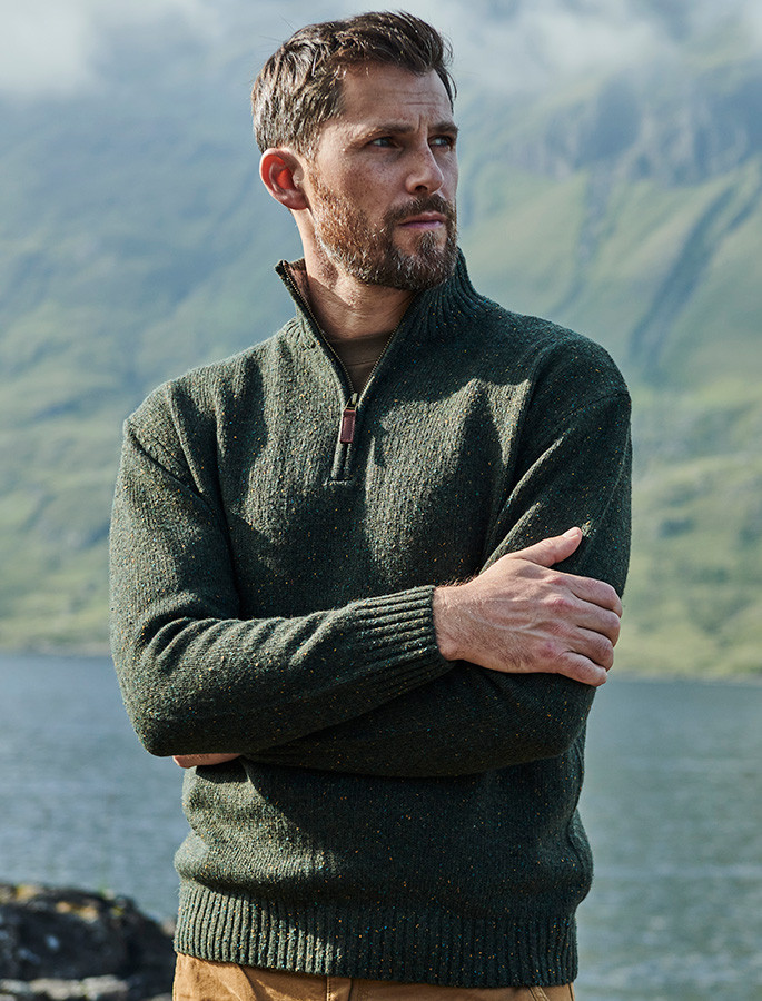 Donegal Blend Zip Neck Sweater | Aran Sweater Market