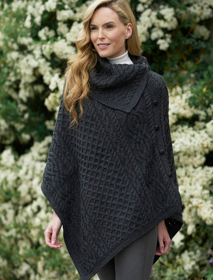 aran knit poncho
