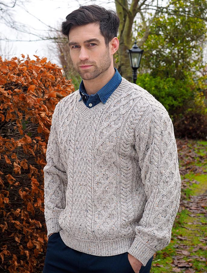 Merino V-Neck Aran Sweater | Aran Sweater Market
