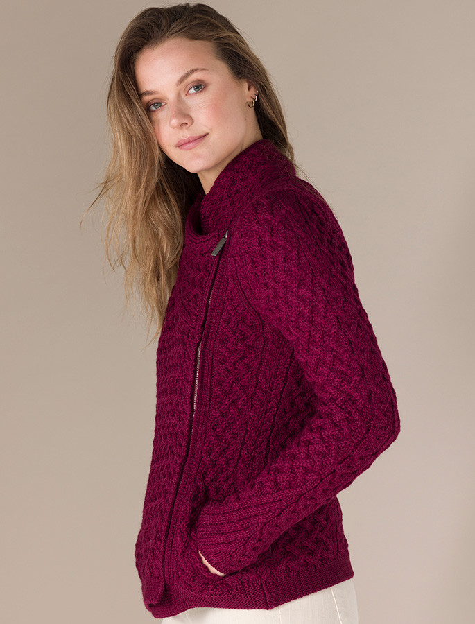 Cable Knit Jacket, Side Zip, | Aran Sweater Market