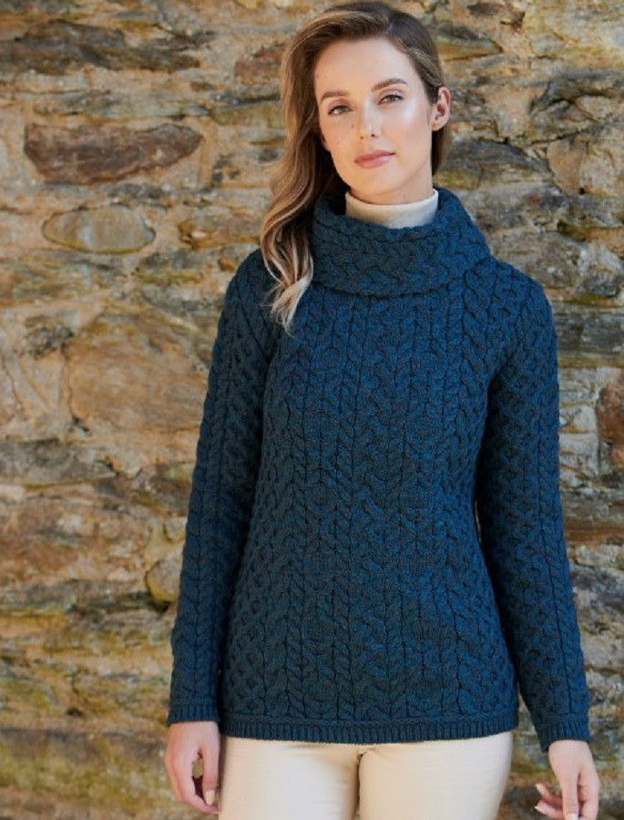 Ladies Cowl Neck Aran Sweater | Aran Sweater Market