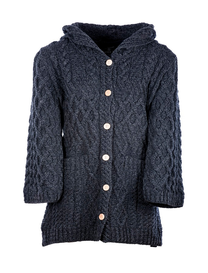 Merino Ladies Long Cardigan with Hood | Aran Sweater Market