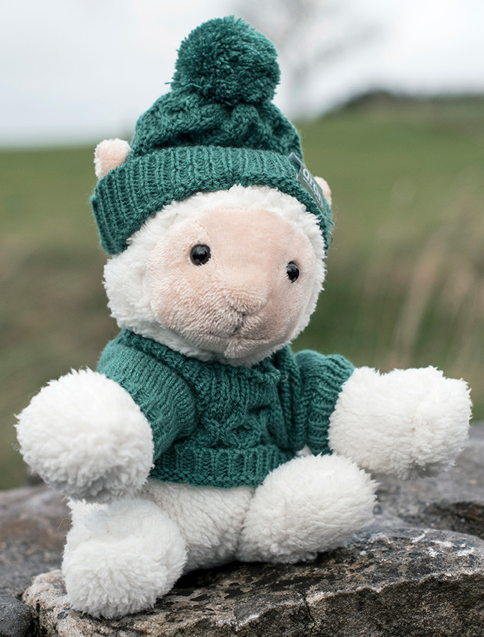 Small Sheep In Aran Sweater & Bobble Hat