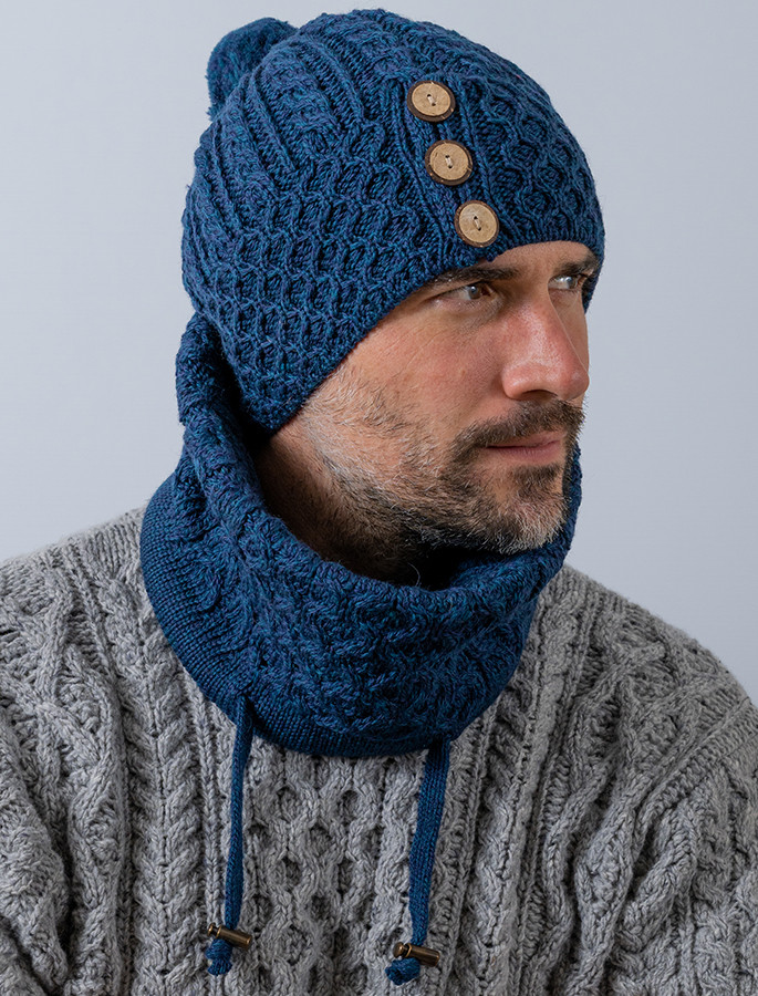 Men's Merino Honeycomb Pom Pom Hat 