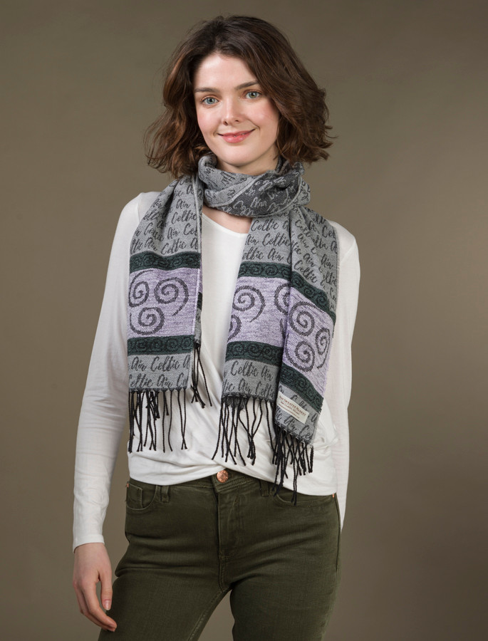 Two-Tone Pashmina with Celtic Knot Scarf Ring
