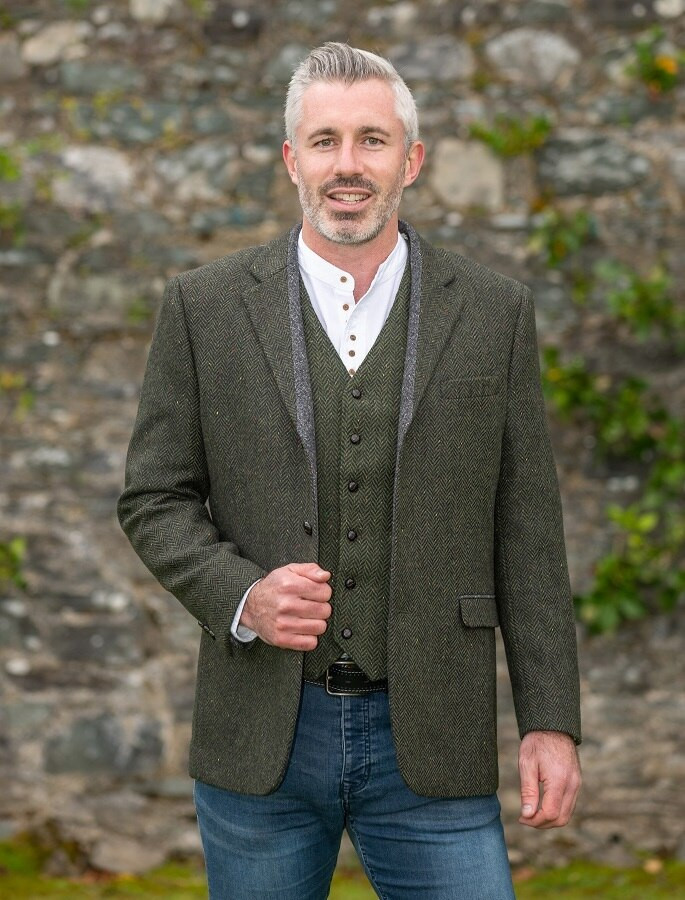 Irish 100% Donegal Tweed Shirt Jacket Donegal Grey Fleck 