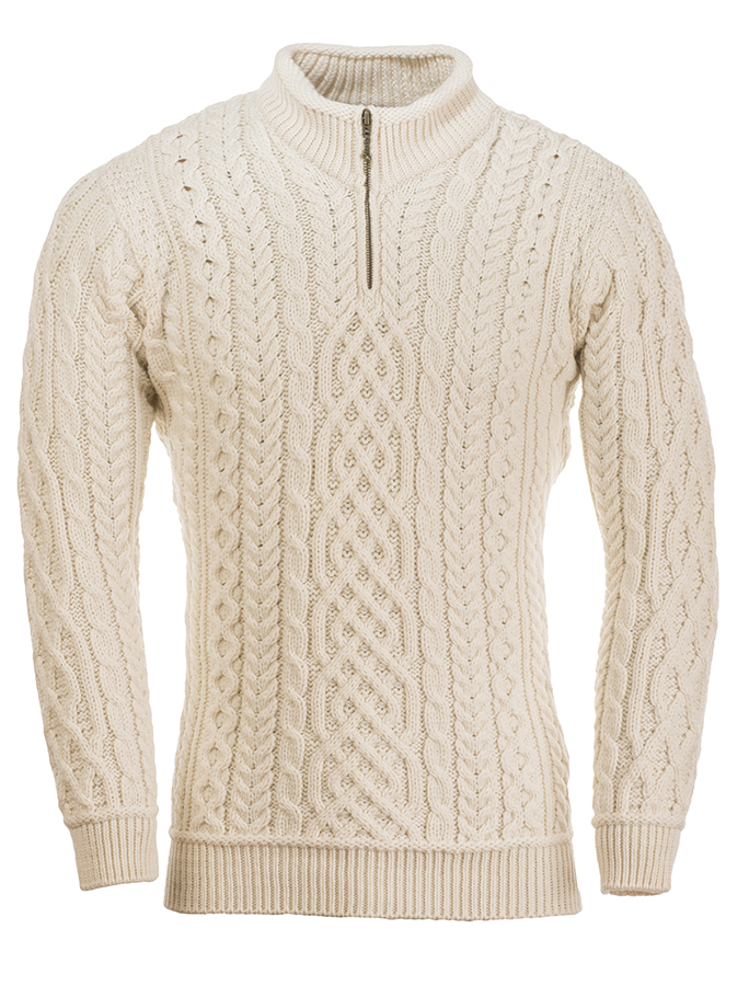 Mens Super Soft Half Zip Aran Troyer | Aran Sweater Market