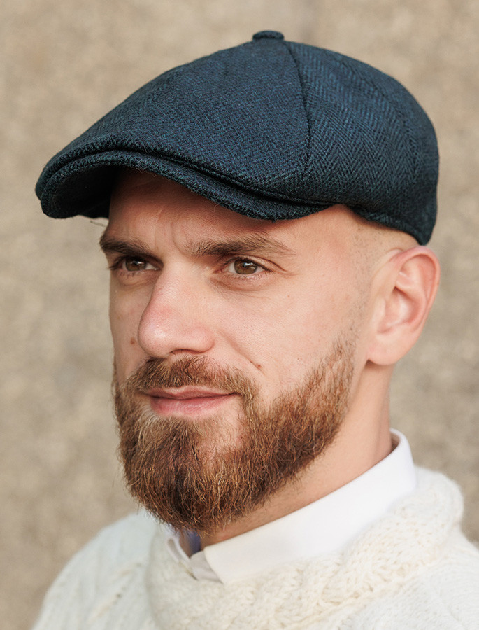 Donegal Tweed Piece Panel Cap -Black Twill