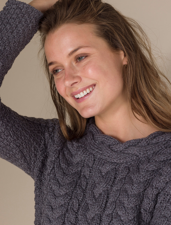 Women's Side Slit Tunic Aran Sweater [Free Express Shipping Offer]