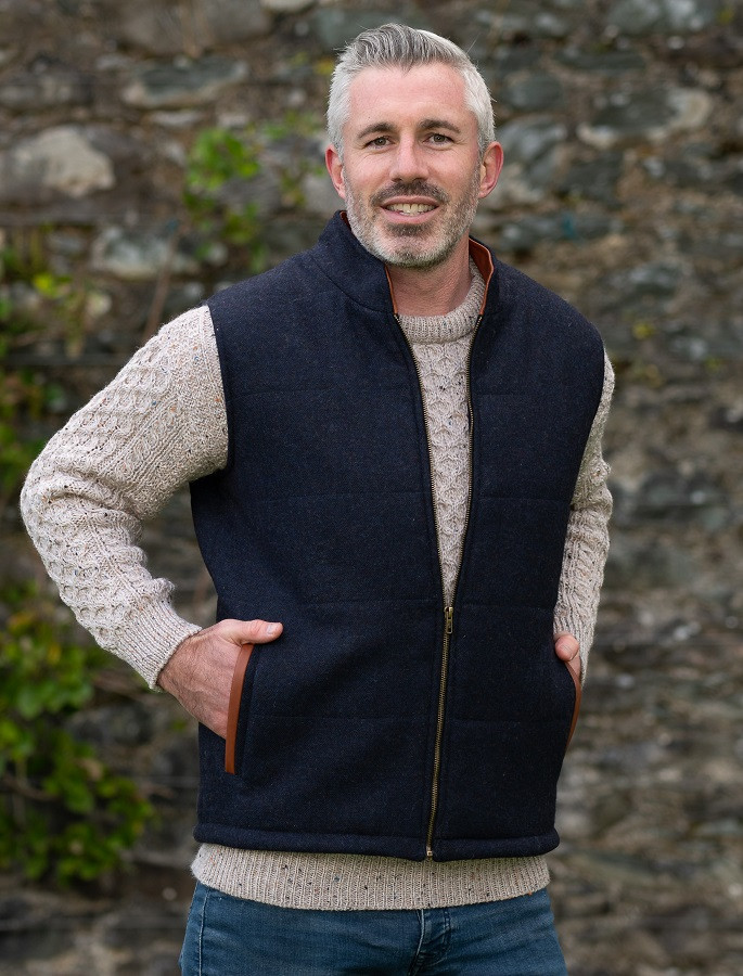 Men's Tweed Body Warmer -Navy