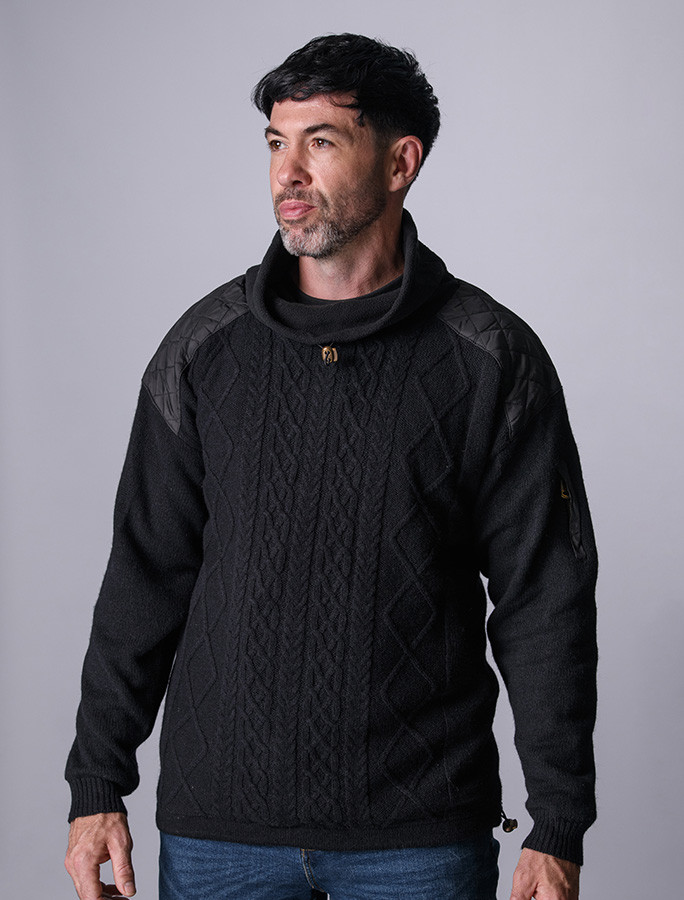新品 FLUFF WEAR diamond aran sweater 4Y Men's Aran Diamond Draw-String Sweater | Irish Sweater