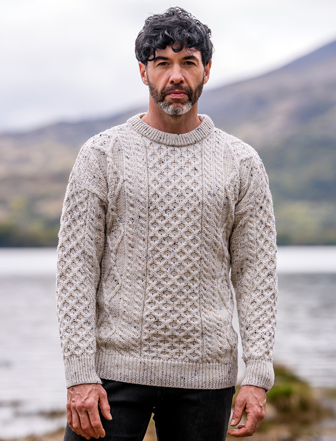Flecked Cable Jumper Men Mock Neck Cable Sweater – Hope Henry
