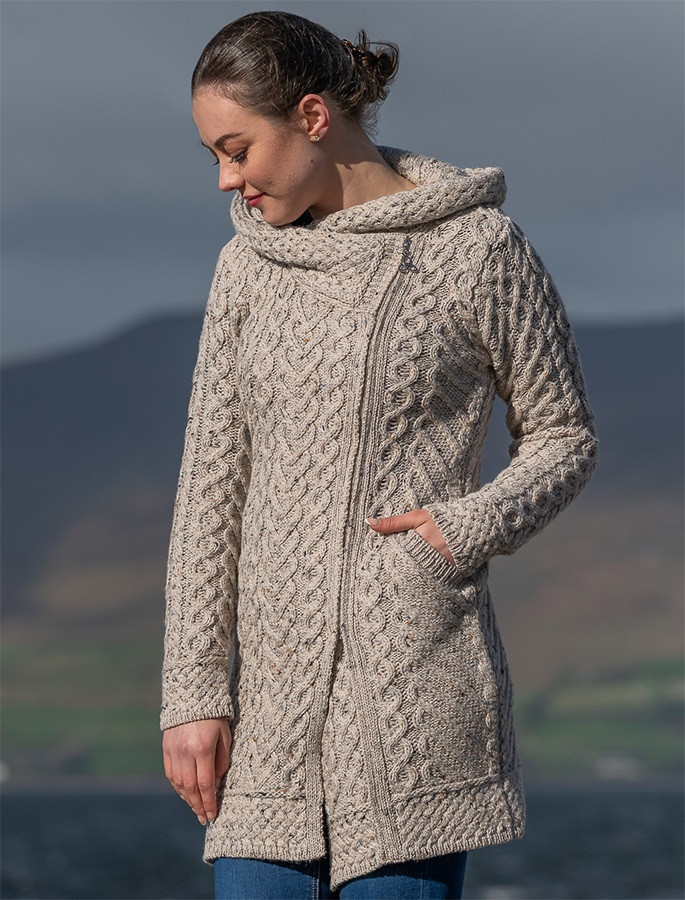 Claddagh Heart Design Side Zip Coatigan