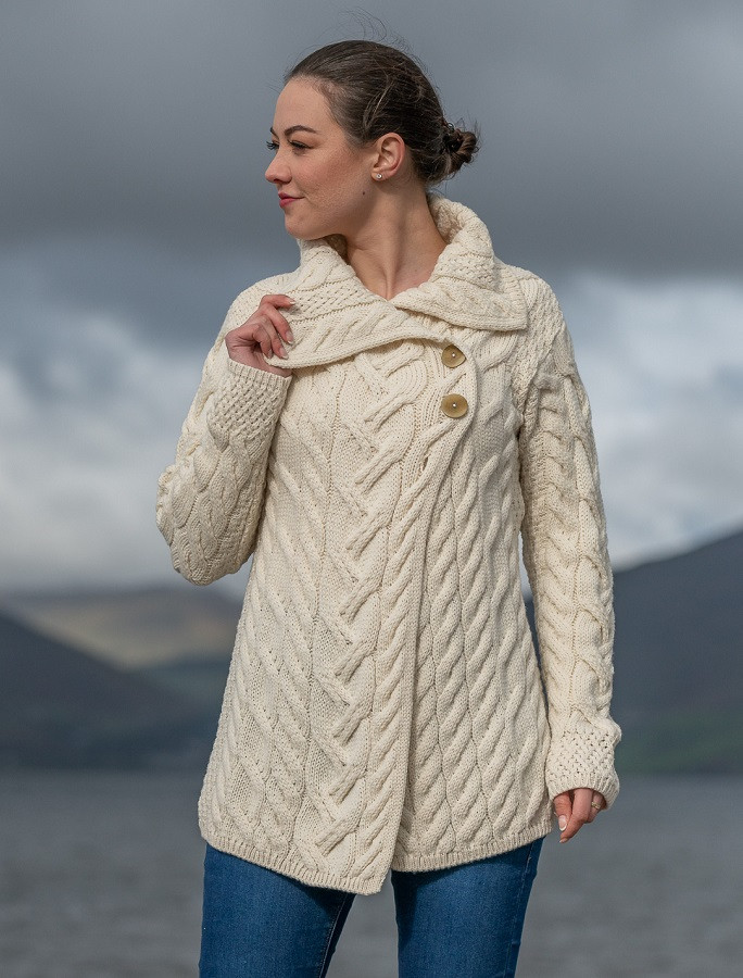 Ladies Super Soft Cable Knit Aran Cardigan u200eu200eu200e