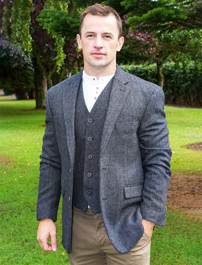 Ryan Navy Classic Fit Irish Tweed Jacket | | Aran Sweater Market