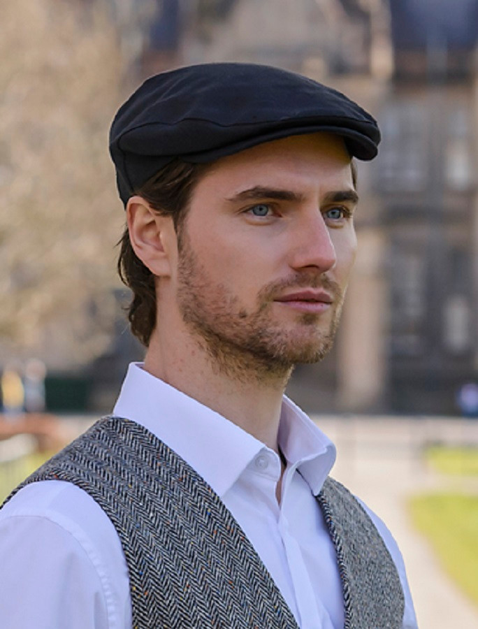 Irish Linen Flat Cap Black Aran Sweater Market