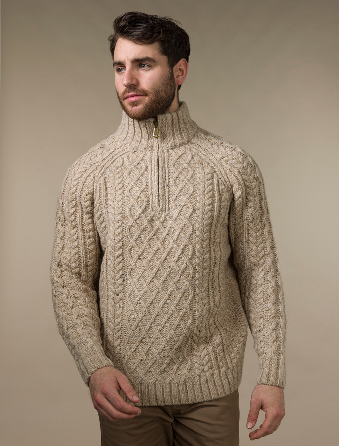 Donegal's Zip Troyer Aran Sweater | Aran Sweater Market