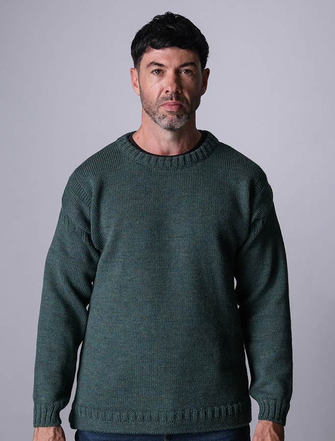 トップス GUERNSEY WOOLLENS-GUERNSEY SWEATER-TEAL Traditional Guernsey Jumper In Teal - Guernsey Woollens Ltd
