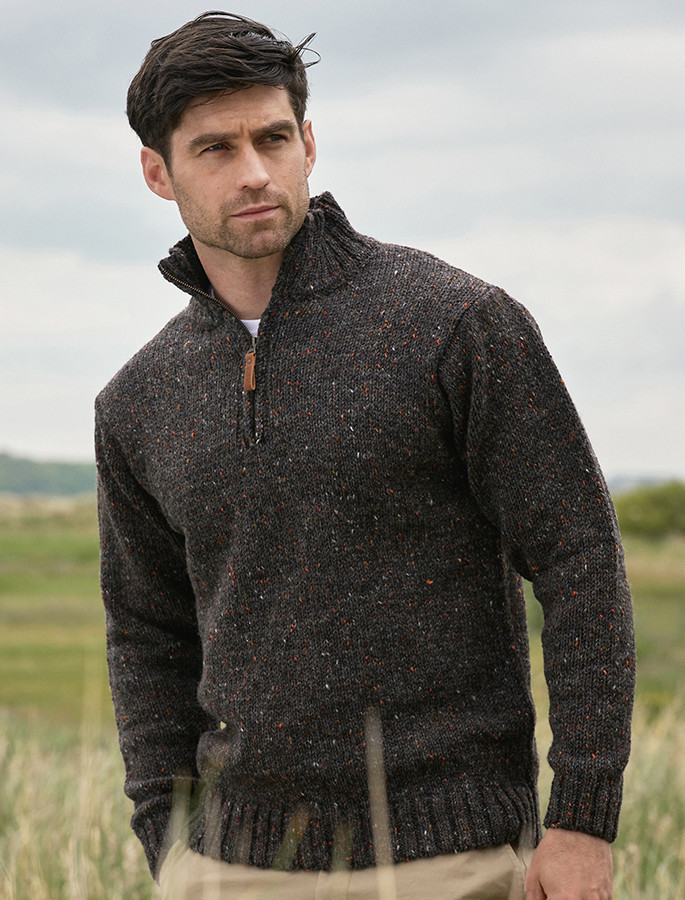 Donegal Tweed Half Zip Sweater | Aran Sweater Market