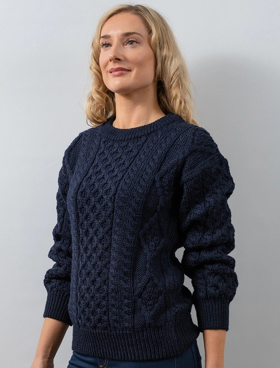 Cable Knit Womens Woollen Jumpers Womens Irish Wool Sweater