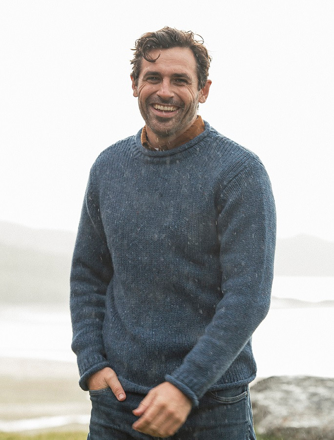 Roll Neck Sweater Men, Aran Fisherman Sweater, Mens