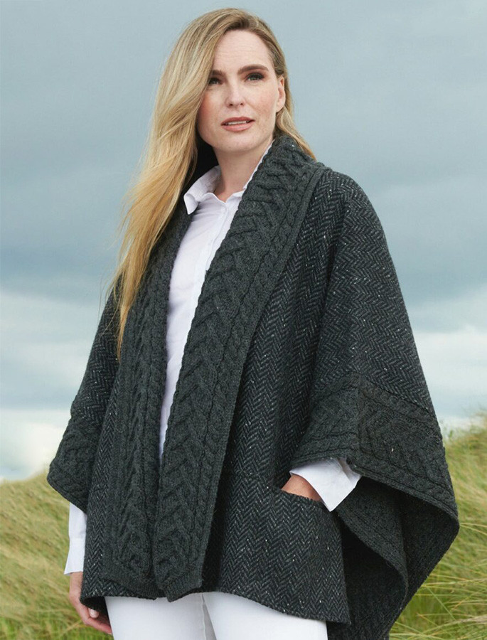 Ladies Donegal Tweed & Merino Wool Cape | Aran Sweater Market