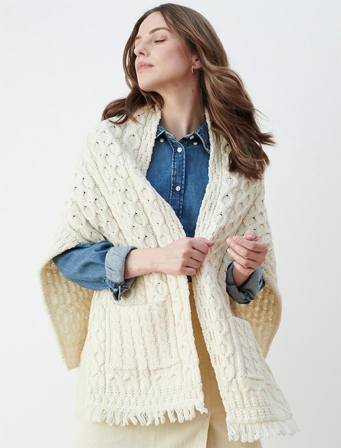 sweater shawl with pockets