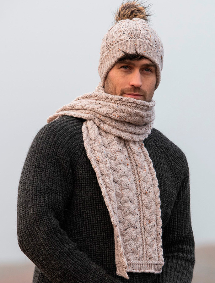 Men's Merino Cable Scarf | Aran Sweater Market