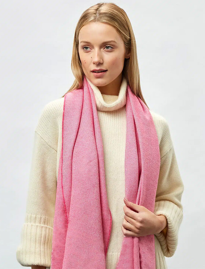 Extra Fine Merino Scarf - Pink Twill | Aran Sweater Market