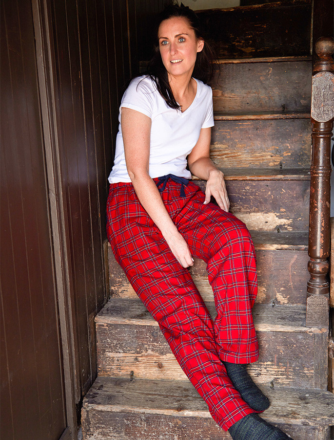 Ladies Irish Flannel Lounge Pants - Red Tartan